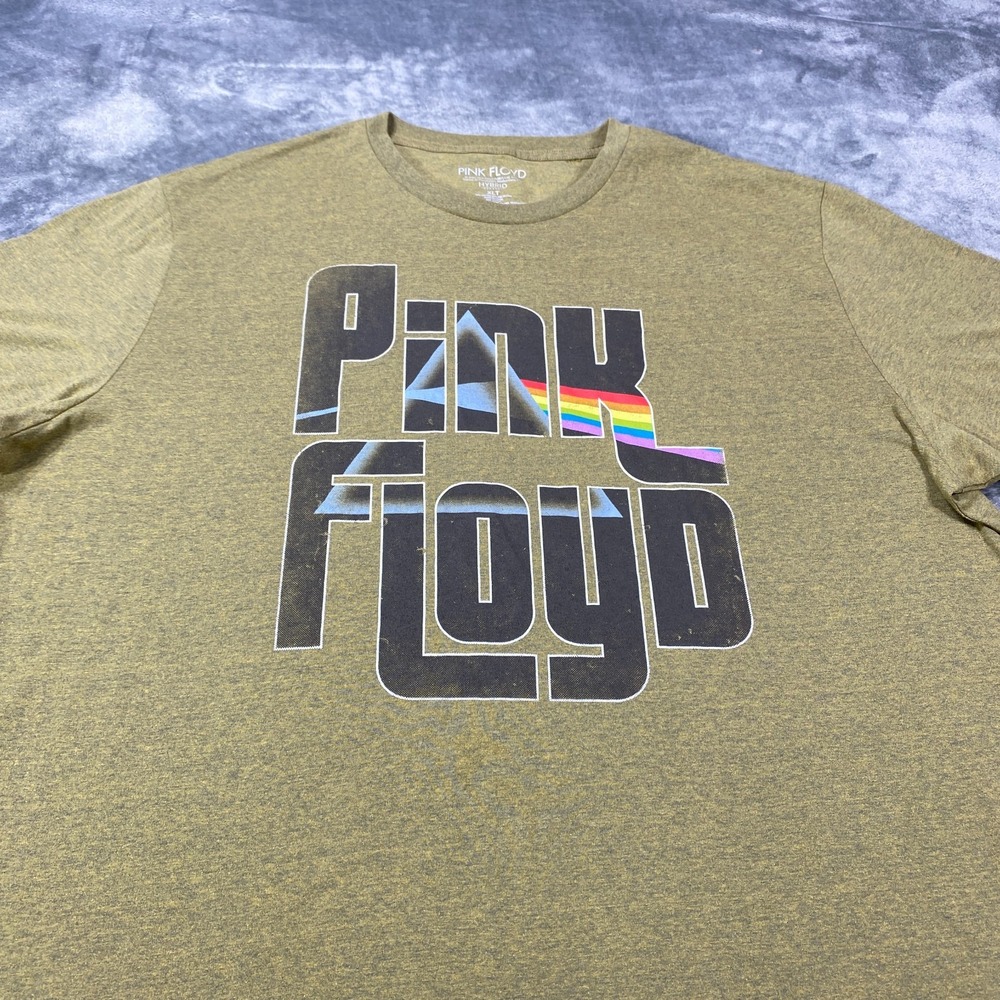 Pink Floyd Dark Side of the Moon Mens XL Tall Graphic T Shirt Sage Green NEW
